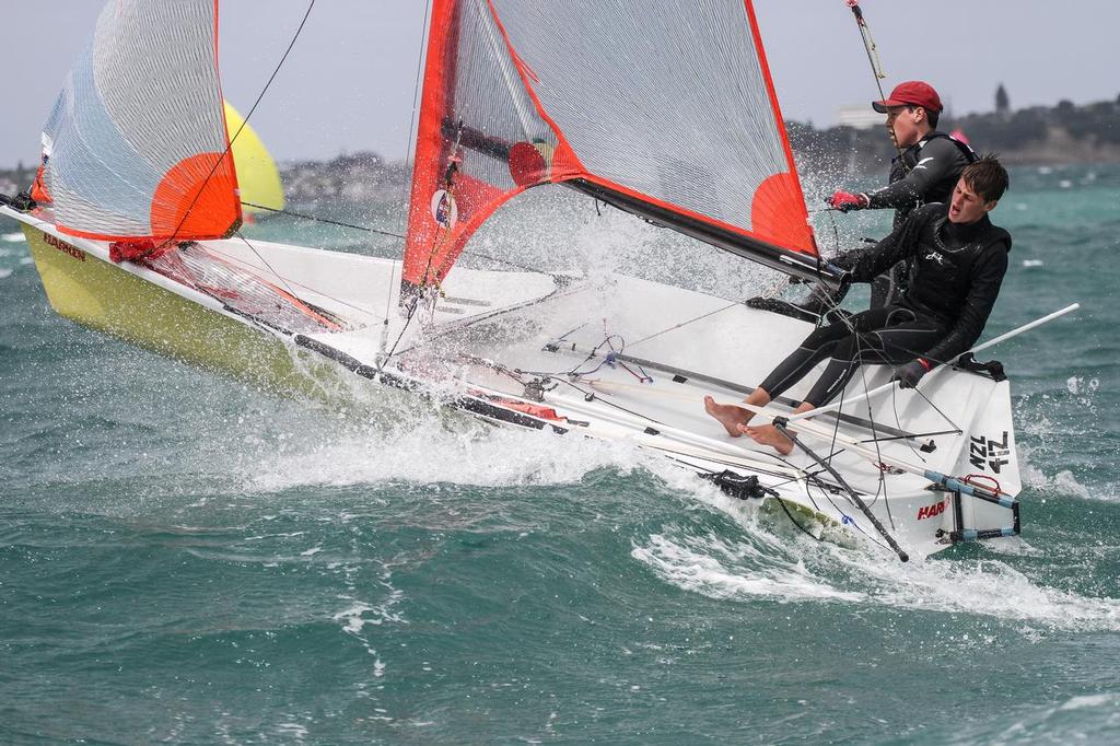 13 year olds Tom & Blake in their first 29er Nationals - 29er NZ Nationals 2014 © John Adair